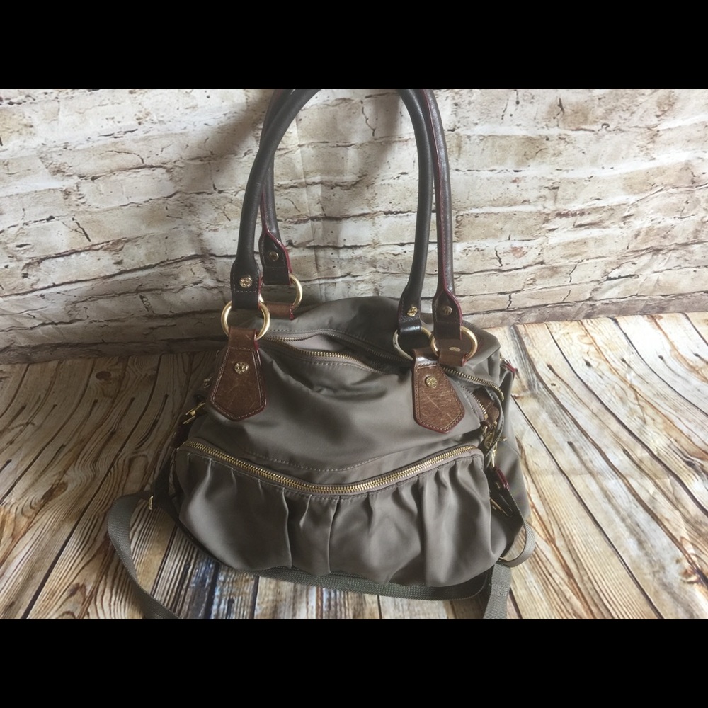 MZ Wallace Large Olive Nylon/Leather Satchel